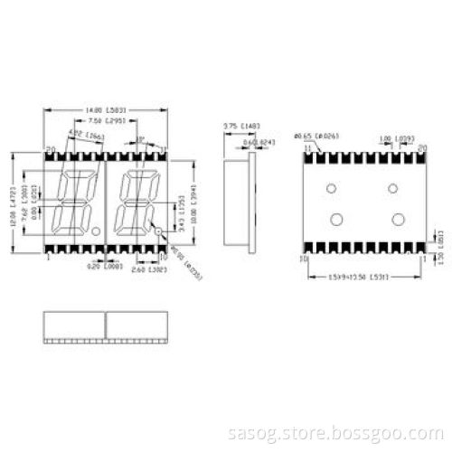0.3-inch Dual Digit SMD LED Display, Yellow Green Color, 570nm, Common Cathode